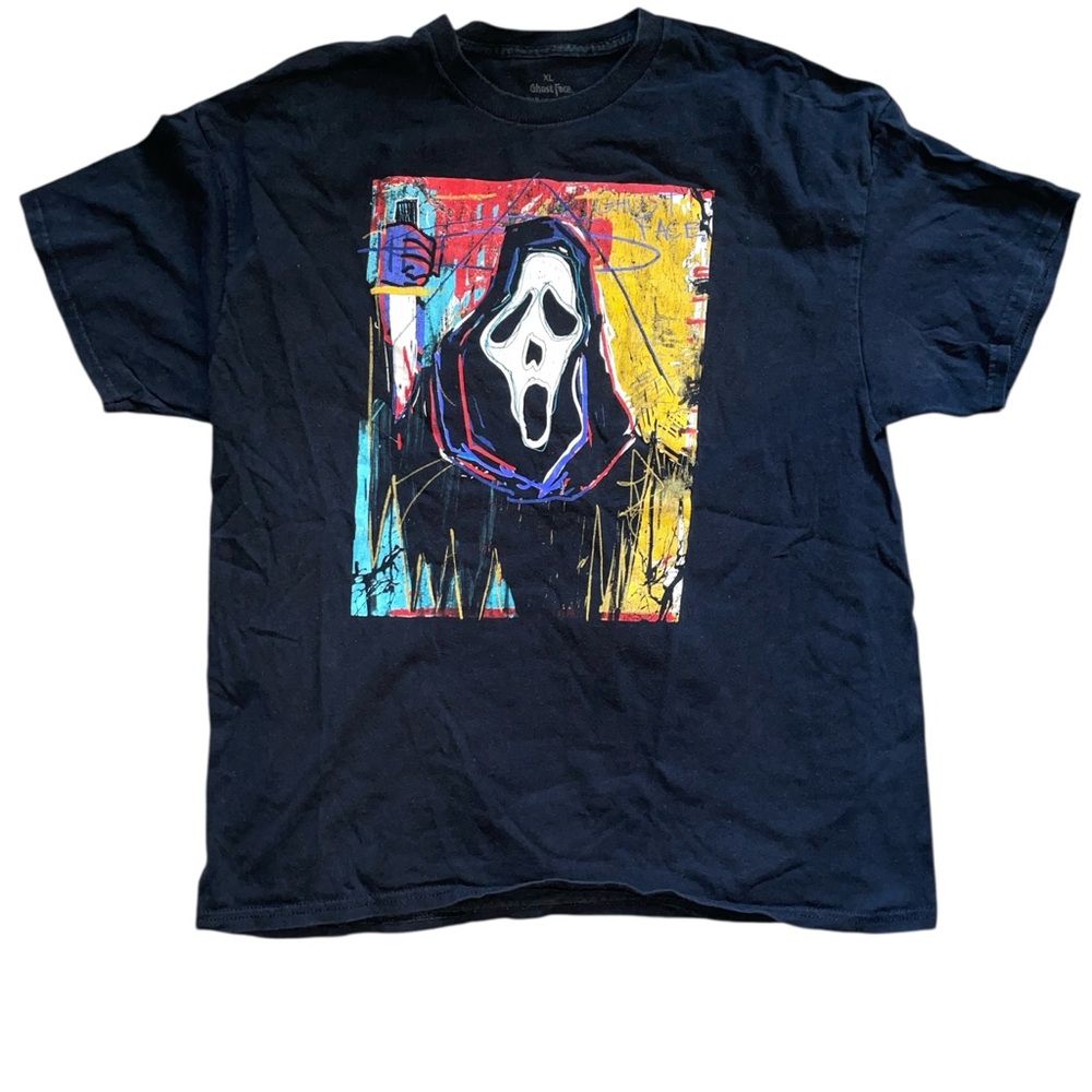 Men's Black Graphic Tee with Artistic Design